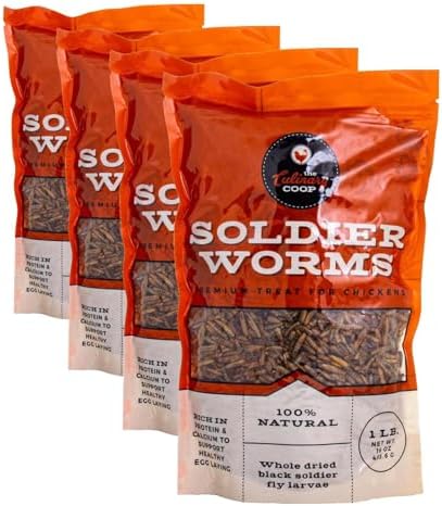 Fluker's Culinary Coop Premium Chicken Treats, Dried Soldier Worms, Packed with Protein and Calcium, 100% Natural Rich Grubs for Chicken, Backyard Birds, and Reptiles, 16 oz