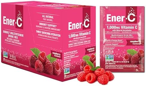 Ener-C Multivitamin Drink Mix, Electrolytes Powder - Raspberry, 30 Count | Vitamin Packets for Water, Vitamin Drink Mix, Hydration Liquid Mix, Immune Booster for Adults, Healthy Energy