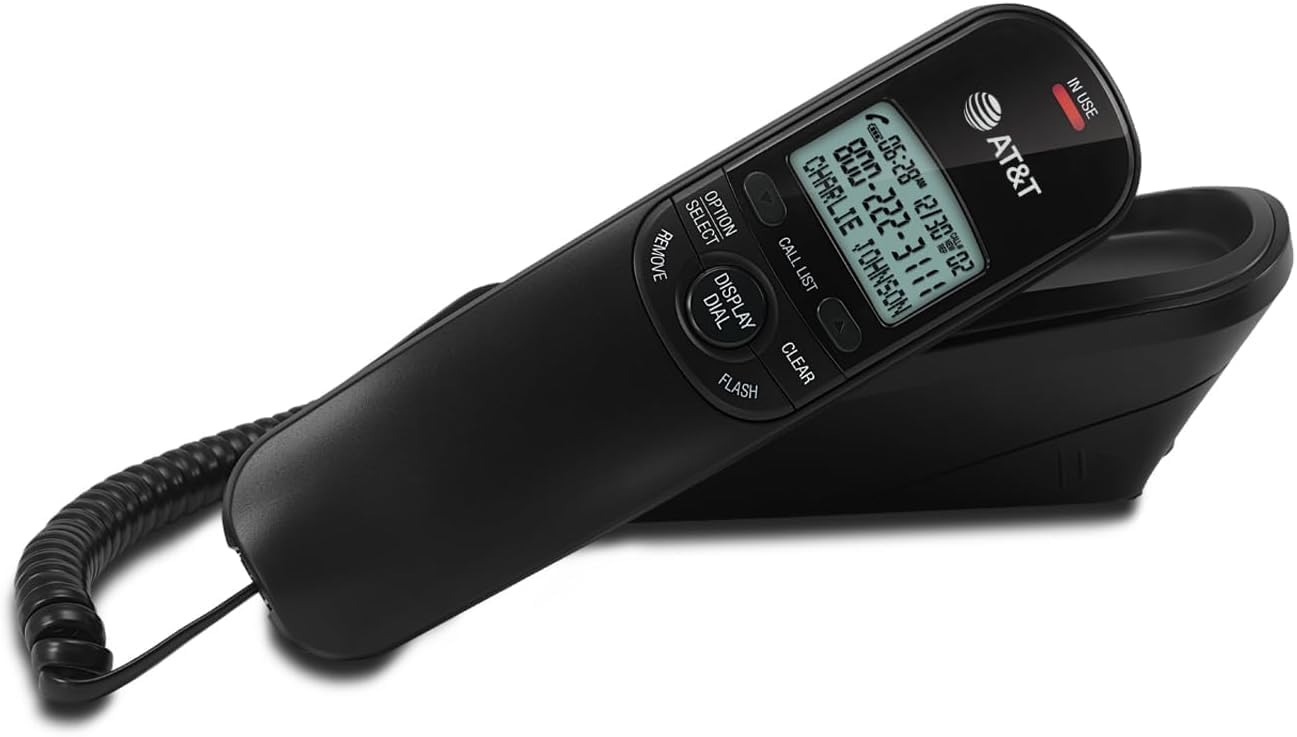 AT&T TR1909 Trimline Corded Phone with Caller ID, White