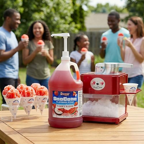 Snappy Tigers Blood Sno Cone Syrup, 1 Gallon (128 oz), Ready to Use for Snow Cone Machines and Shaved Ice