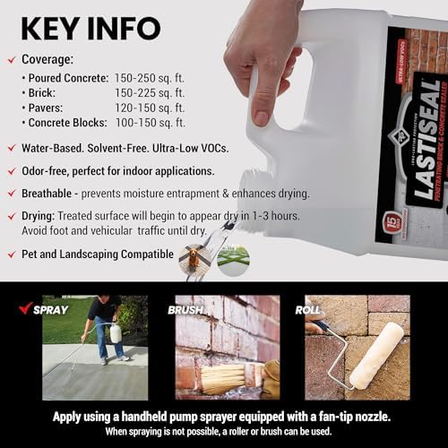LastiSeal Brick & Masonry Sealer – Deep-Penetrating Sealer for Brick, Concrete