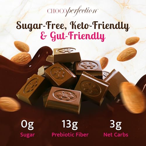 ChocoPerfection Zero Sugar Dark Almond Chocolate - Keto Bars 12 Pack 50G