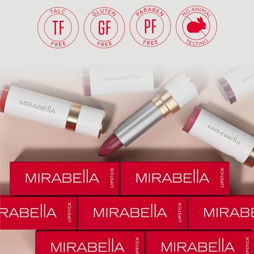 Mirabella - Sealed with a Kiss Smudge Proof Lipstick, Long-Lasting No-Bleed Lip Makeup, Hydrating Lip Color with Vegan Lanolin & Vitamin E, Perfect Red