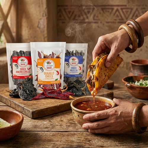 Dried Chile Peppers Variety Pack 12oz Ancho Guajillo Pasilla Mexican Chili