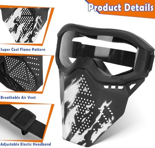 POKONBOY 2 Pack Tactical Mask with Goggles Compatible with Nerf Rival , Apollo, Zeus, Khaos, Atlas, & Artemis Blasters Rival Mask Red & Blue