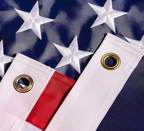 American Flag 6x10 ft: Long Lasting and Heavy Duty Nylon US Flags | Embroidered Stars, Sewn Stripes, Brass Grommets, UV Protection Perfect for Outdoors! USA Flag