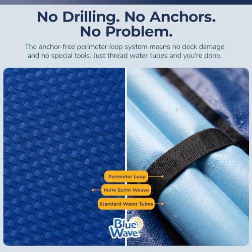 Blue Wave Arctic Armor 14x28-ft Rectangular In-Ground Pool Winter Cover | Solid polyethylene, black underside, heat-sealed seams, grommets, cable, winch, 5-ft overlap, 15-yr support, blocks debris