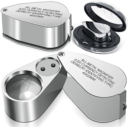 Leffis 40X Jewelers Loupe Magnifier LED/UV Illuminated Magnifying Glasses