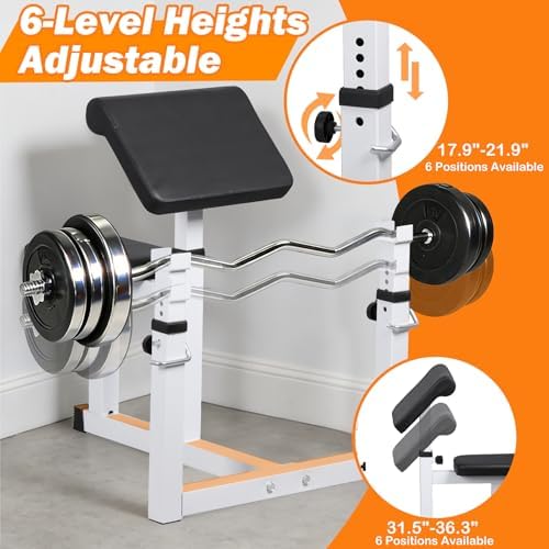 F2C Preacher Curl Bench, Adjustable Arm Curl Weight Bench for Isolated Bicep and Tricep Strength Training