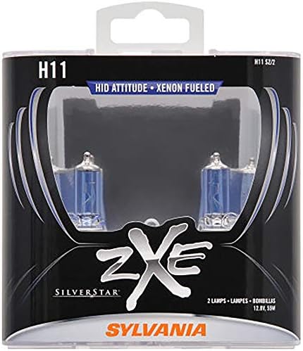 SYLVANIA - H11 (64211) SilverStar zXe High Performance Halogen Headlight Bulb - Headlight & Fog Light, Bright White Light Output, HID Attitude