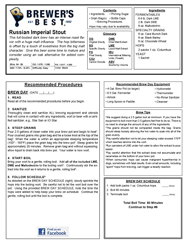 Russian Imperial Stout Homebrew Beer Ingredient Kit