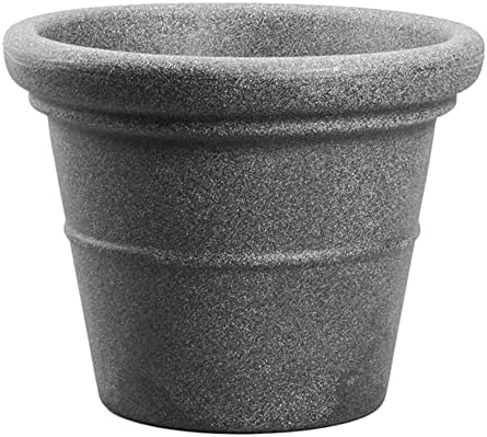 The HC Companies Terrazzo Large Round Plastic Plant Pot w/Rolled Rim - Lightweight & UV Resistant Gardening Pot for Herbs & More - Outdoor & Indoor Plant Pots w/Drainage (17” Black)