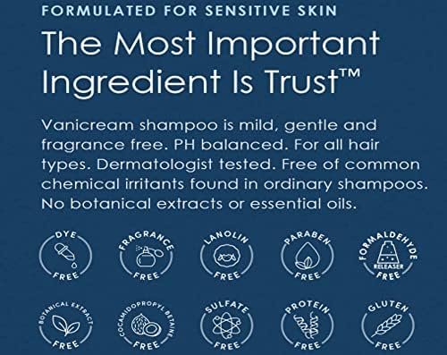 Vanicream Shampoo for Sensitive Skin, Dermatologist Tested, Free of Dyes, Fragrance, Parabens and Formaldehyde Releasers, Sulfate-Free, 12 fl oz (Pack of 3)