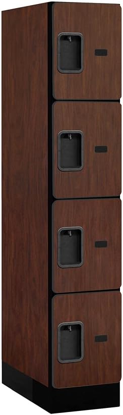 Salsbury Industries Four Tier Designer Wood Locker, Mahogany, 6' 3" x 18"