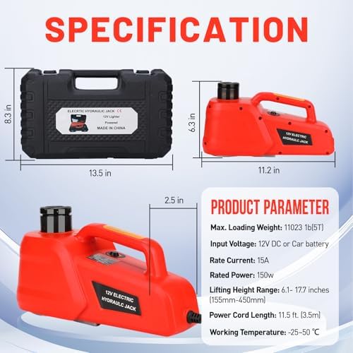 ROGTZ Electric Car Jack Hydraulic Kit 5T Tire Inflator Pump for Car Repair
