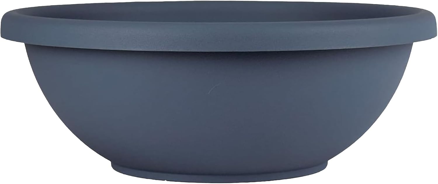 The HC Companies Shallow Planter with Drainage - Contemporary Garden Bowl Planter for Flowers, Herbs & More - Round Succulent Planter Pot for Indoors and Outdoors (20" Clay, Pack of 1)