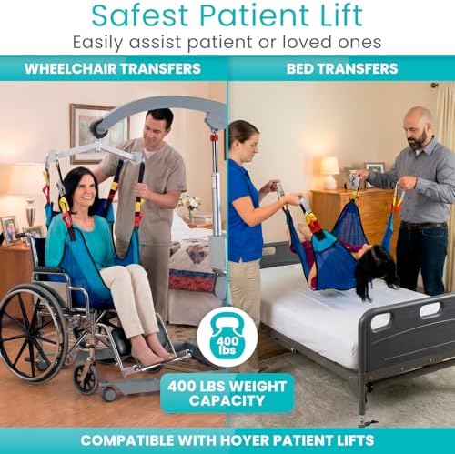 Vive Patient Lift Sling - Mesh Transfer Sling for Showering & Home Use | Full Body Hoyer Lift Pad for Elderly, Disabled