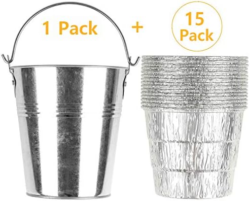 15-Pack Liners & Replacement Traeger HDW152 Drip Grease Bucket for Traeger 20/22/34, Pit Boss, etc Pellets Smoke (Black 15)