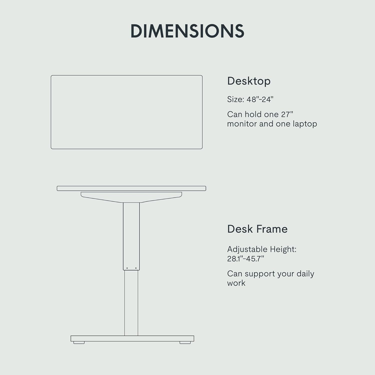FLEXISPOT EN2 48"x24" Standing Desk with Power Strip Bundle, Black