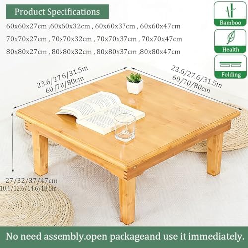 SH-tables Folding Table, Japanese-Style Household Square Bamboo Table, Computer Desk, Low Bamboo Table, Multi-Function Small Dining Table