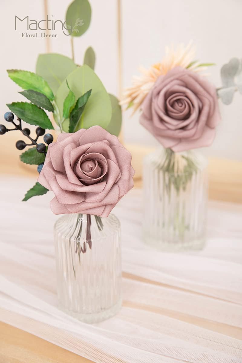 30PCS Yellow Artificial Flowers, Real Touch Fake Roses for Fall Decorations
