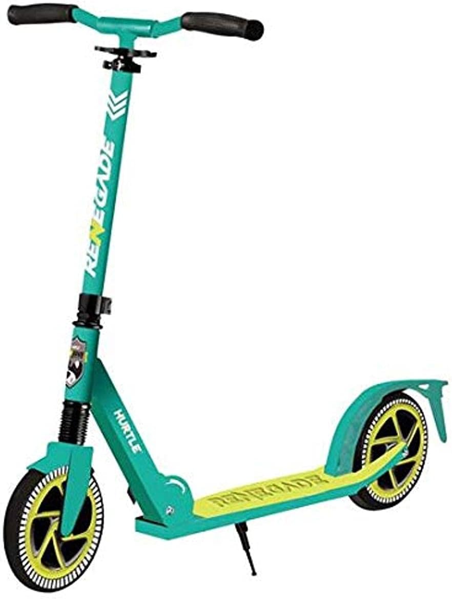 Hurtle Renegade Kick Scooter for Kids, Teenagers & Adults - 2-Wheel Folding Scooter with Adjustable T-Bar Handlebar - Alloy Anti-Slip Deck
