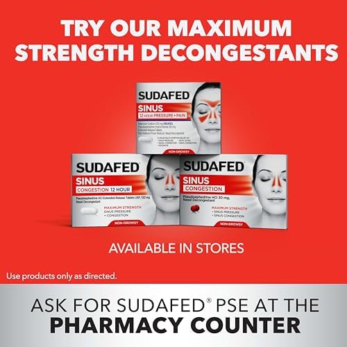 Sudafed PE Head Congestion + Mucus Relief Tablets, Non-Drowsy, 24 Ct | For Sinus Pressure, Congestion & Headache, Decongestant with Acetaminophen