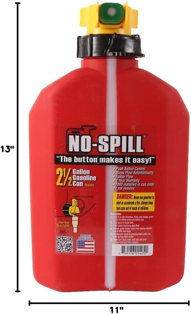 No Spill 1405 2.5 Gallon Gasoline Gas Can