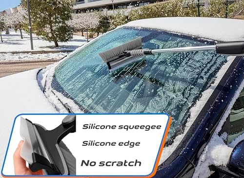 42.4" Extendable Snow Brush & Mini Snow Shovel/Ice Scraper for Car Windshield with Foam Grip for Cars, SUV, Trucks, Detachable Сar Scraper