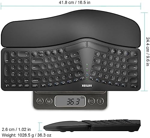 Arteck Split Ergonomic Keyboard with Palm Rest, 2.4G USB Wireless Keyboard