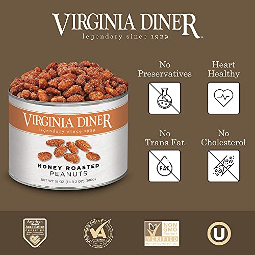 Virginia Diner - Gourmet Natural Extra Large Butter Toasted Virginia Peanuts, 18 Ounce Tin