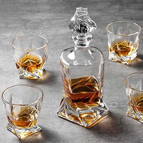 Whiskey Globe Decanter Set with 2 Glasses in Gift Box - Whiskey decanter for Liquor, Whiskey, Brandy, Gin, Rum, Tequila, Vodka