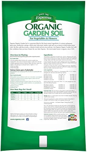 Espoma Organic Vegetable & Flower Garden Soil Natural and Organic in Ground Planting Mix. Use When Planting & Transplanting. for Organic Gardening.