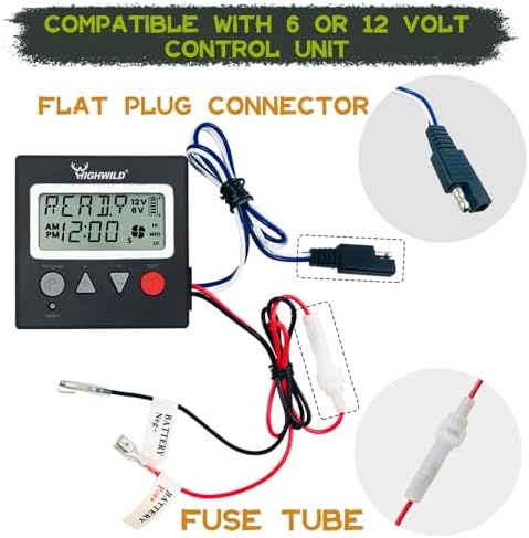 Highwild 6V/12V Universal Game Feeder Digital Timer | Up to 8 Feed Times Deer Feeder Timer with Adjustable Feed Duration, Motor Speed, LCD Display