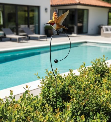 Regal Art & Gift Rocker Hummingbird Garden Stake, Kinetic Metal Yard Art