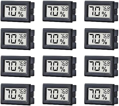 12 Pack Pgzsy Mini Small Digital Electronic Temperature Humidity Meters Gauge Indoor Thermometer Hygrometer LCD Display Fahrenheit (℉) for Humidors