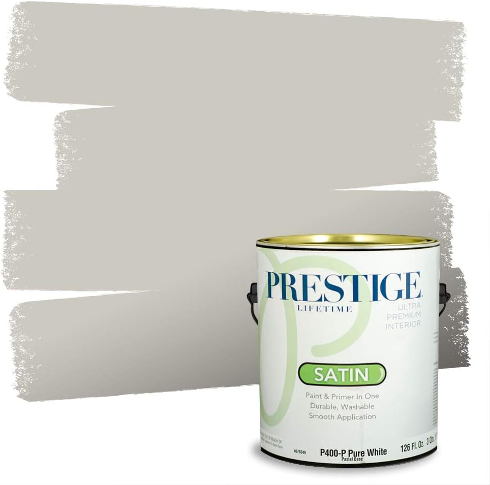 PRESTIGE Paints Exterior Paint and Primer In One, 1-Gallon, Satin, Comparable Match of Sherwin Williams* Black Magic*