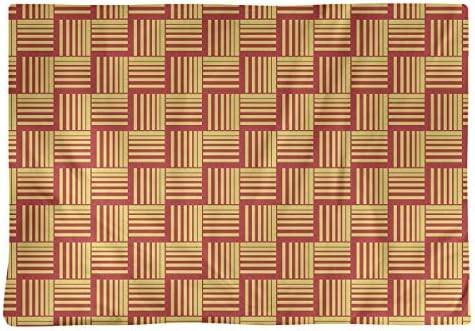 Dana Strider Color Contrast Basketweave Stripes Table Placemat, 18 x 14, Red & Yellow