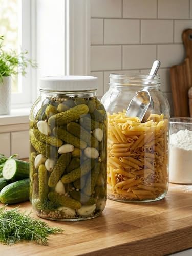 Sally's Organics Large 1 Gallon Glass Jars with Lids - Made in the USA - Wide Mouth BPA-Free Lid, Chalk Labels – Sun Tea, Fermenting, Kombucha