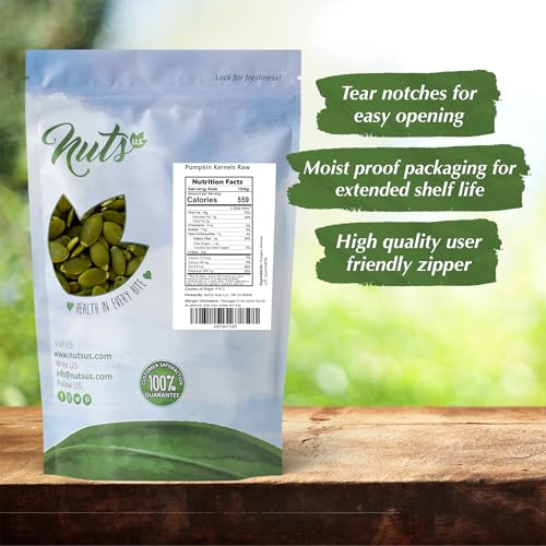 NUTS U.S. - Pumpkin Seeds (Pepitas) | Raw and Unsalted | No Shell | AA GRADE | Vegan and Gluten Free | Packed in a Resealable Bag (1 LB)