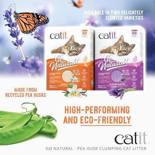 Catit Go Natural Pea Husk Clumping Cat Litter, 12.3 lb, Lavender Scented