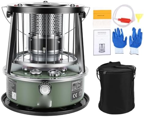 Indoor Kerosene Heater, Portable Kerosene Heater, 5.2L Tank 20-25 Hours Heating with Adjustable Height Safety Net, for Camping Garage Home Emergency Indoor Outdoor Use (Complete accessories)