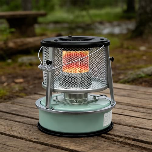 2-in-1 Portable Kerosene Heater & Stove, 9000 BTU Non-Electric Indoor Outdoor Heater with Handle, Heaters for Camping, Garage, Ice Fishing, Hunting, Emergency, Adjustable Height, 4.6L Tank (Black)