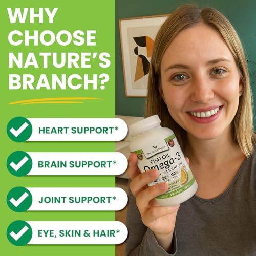 Triple Strength Omega 3 Fish Oil for Heart Health, Brain & Eyes – Burpless | High EPA & DHA Fish Oil for Men & Women, Lemon Flavor, Third Party Tested, Omega 3 Supplements for Joints – 120 Capsules