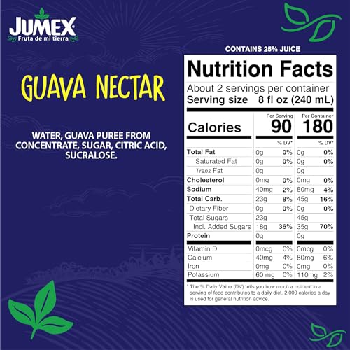 Jumex Mango Nectar Lata Botella - Made with Fresh Fruit Puree - Mango Juice Concentrate for Tropical Fruit Smoothie Mix, Cocktail Mixers & Kids Beverages - 15.5oz, 12 Pack Resealable Juice Bottles