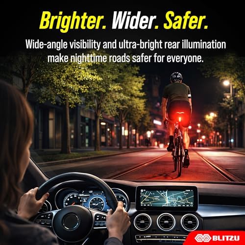 BLITZU Bike Tail Light, 2 Pack USB-C Rechargeable LED Bicycle Rear Lights | 120T, Bright LED, High Visibility Beam, 4 Modes, Easy Installation