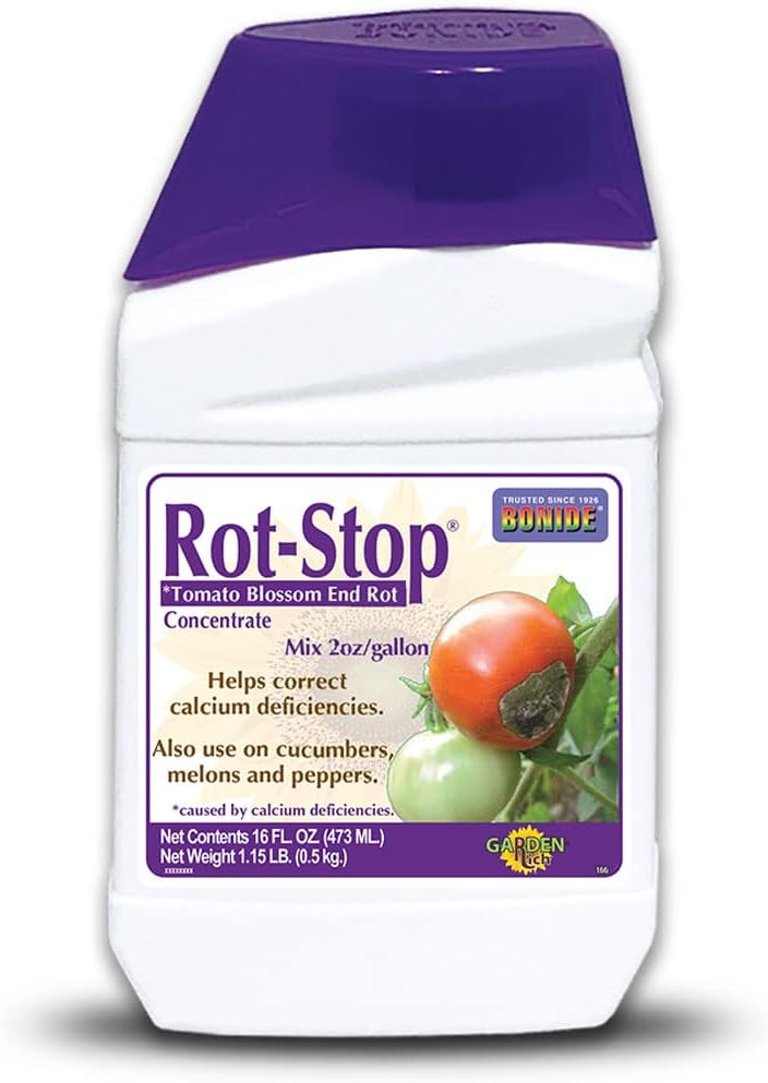 Bonide Rot-Stop Tomato Blossom End Rot, 16 oz Concentrated Liquid Garden Fertilizer for Calcium Deficiency Indoors & Outdoors | Garden Fertilizer