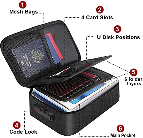 ENGPOW Small Fireproof Bag with Lock,Money Organizer Case,9”x 5.3”x 3.7”