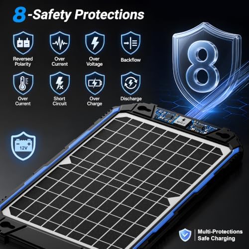 SUNER POWER Waterproof 12W 12V Solar Battery Charger & Maintainer Pro, Built-in UltraSmart MPPT Charge Controller