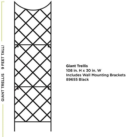 Panacea 89655 Giant Trellis, Includes Wall-Mounting Brackets, Steel, 108-Inch Height by 30-Inch Width, Black